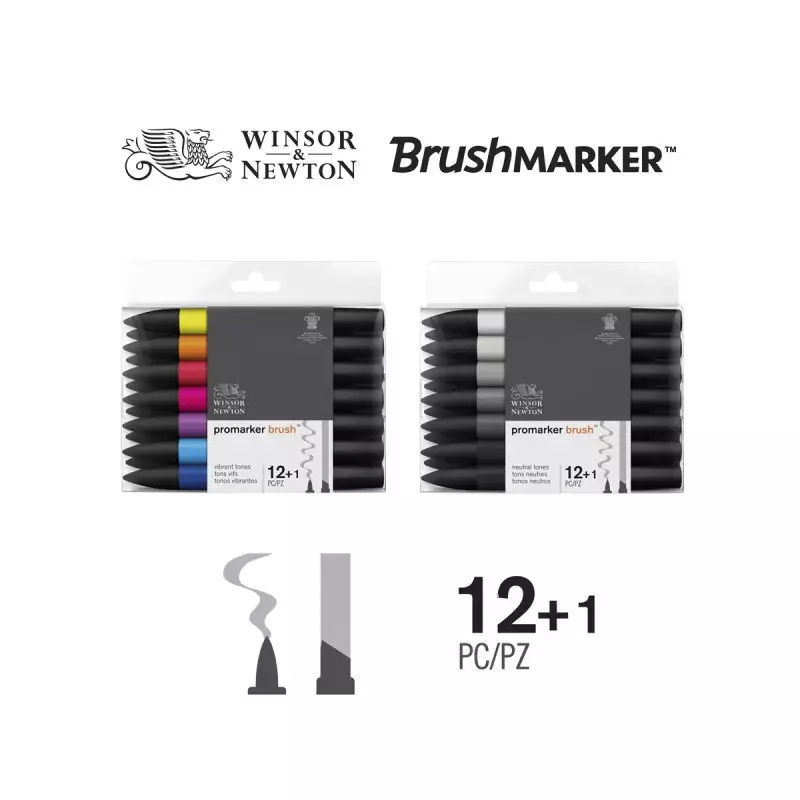 Set 12+1 Brush Promarker Winsor&Newton - Casa Piera