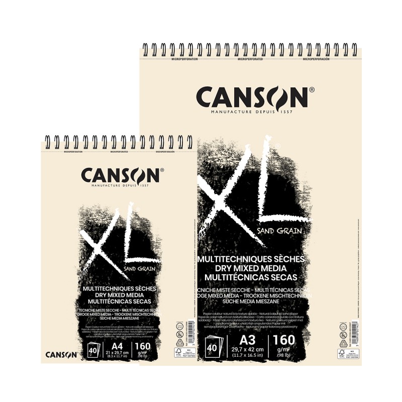 Bloc De Dibujo Canson Xl Sand Grain (Espiral) 160G Natural A3 40H