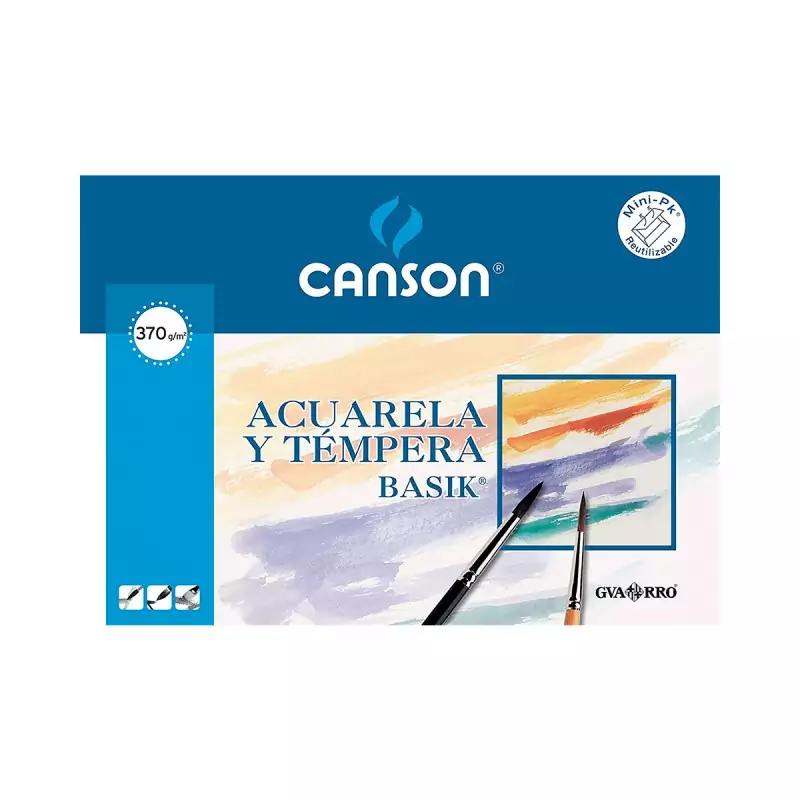 PAPEL ACUARELA CANSON BASIK A4+370GR 6H. - Santos Distribuidores