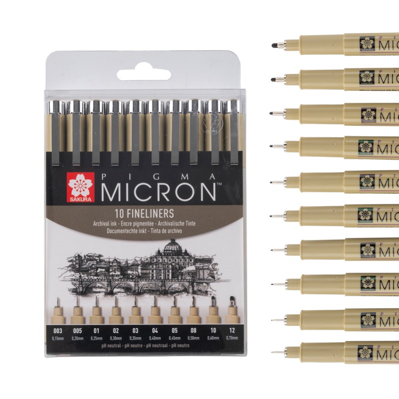 Set 10 Rotuladores Pigma Micron Sakura 