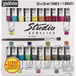 Set Acrílico Studio Pebeo + Pincel 20 x 20 mL Casa Piera Barcelona