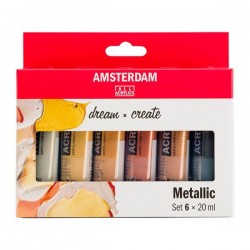 Set Acrílicos Amsterdam Tubo 6 x 20 Metallic mL Casa Piera Barcelona