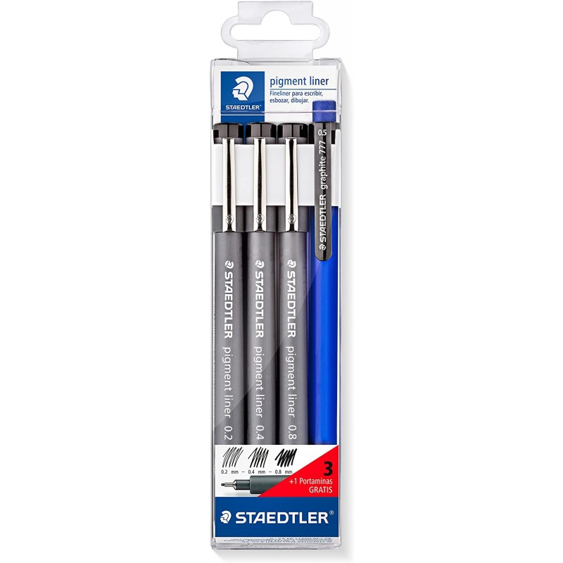 Set Staedtler 3 Pigment Liner + Portaminas Gratis Casa Piera Barcelona