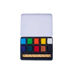 Caja Aqua Brique, Pintura De Acuarela En Forma de Bloque
