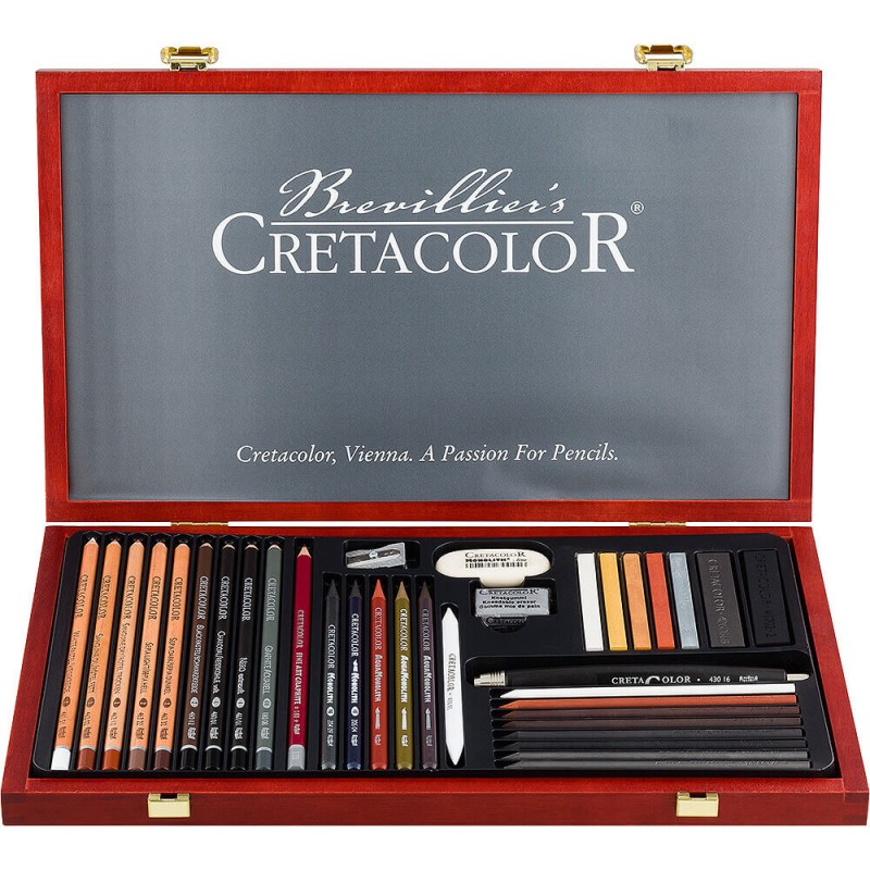 Caja de Madera Ultimo 35 piezas Cretacolor